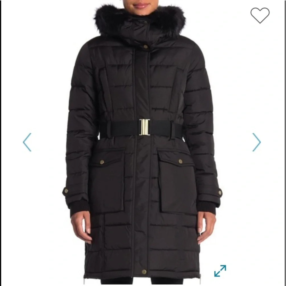 NWT,French Connection,Faux Fur Hoodie Puffer Jacket - Picture 1 of 17